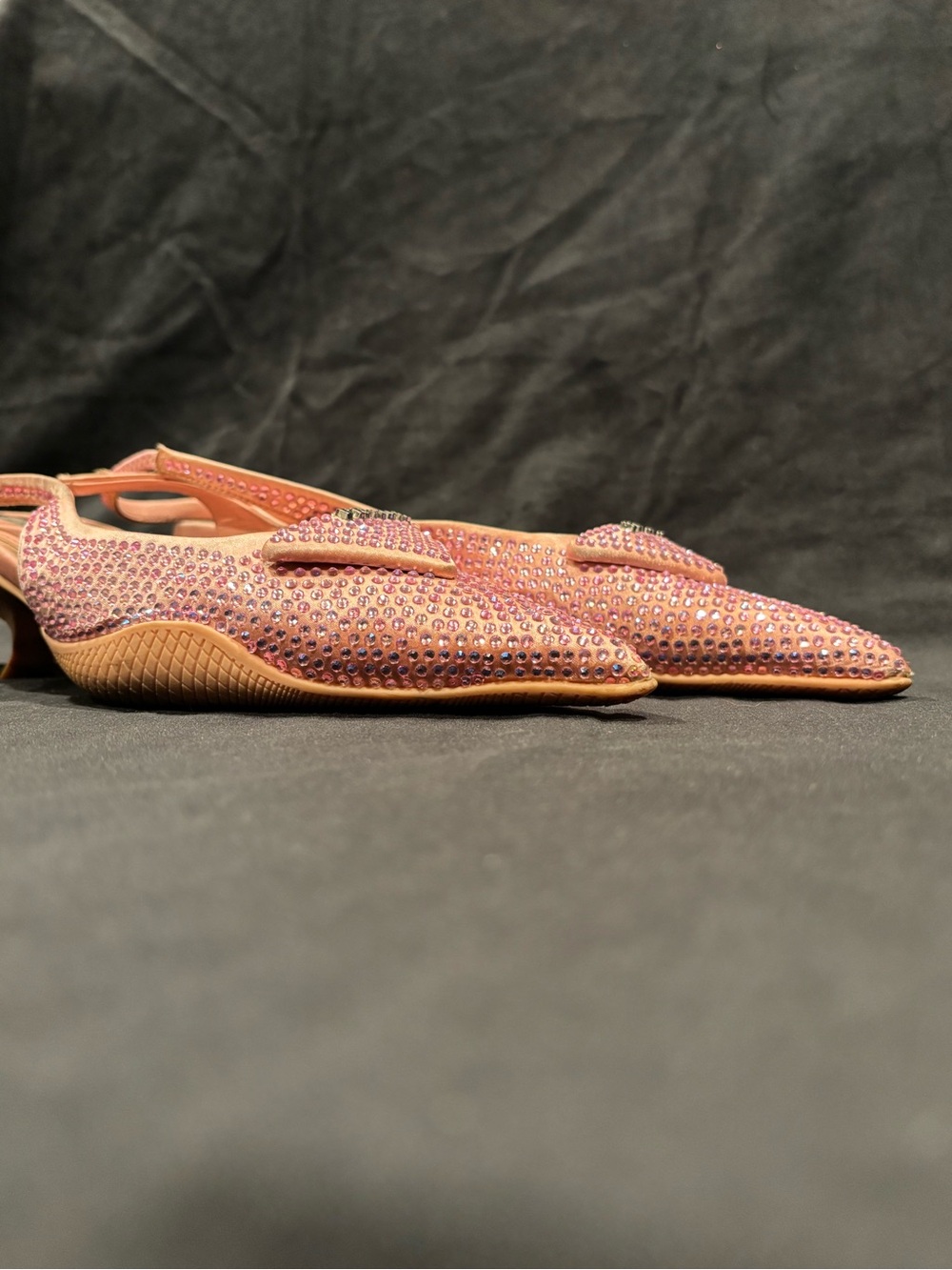 Prada Pink Crystal Embellished Slingback Kitten Heels - Picture 4 of 15
